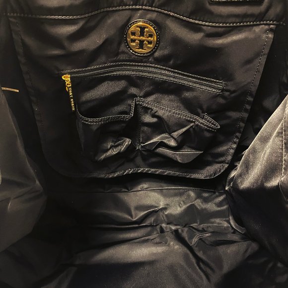 Tory Burch Ella Large Black Nylon Tote - Picture 2 of 11